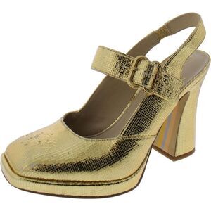 Sam Edelman Womens Jildie Gold Metallic Mary Jane Slingback Sandals Shoes Used